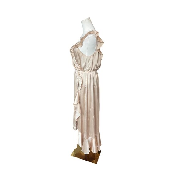 Show Me Your Mumu Champagne Gold Ruffle Maxi Dress Size L Fairy Goddess Romantic - Picture 5 of 10